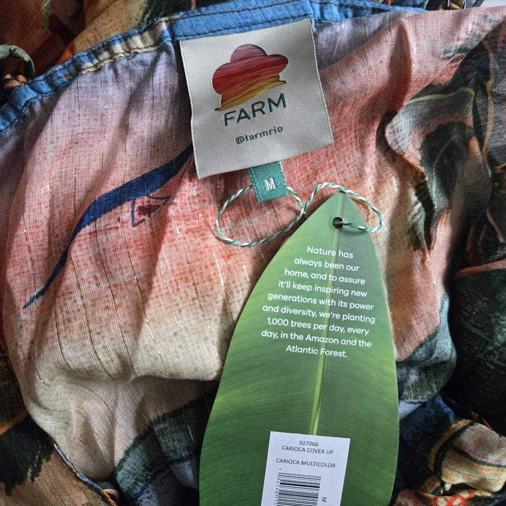 New Farm Rio Carioca Metallic Stripe Swim Beach Cover-Up Maxi Dress Medium NWT - Picture 12 of 12